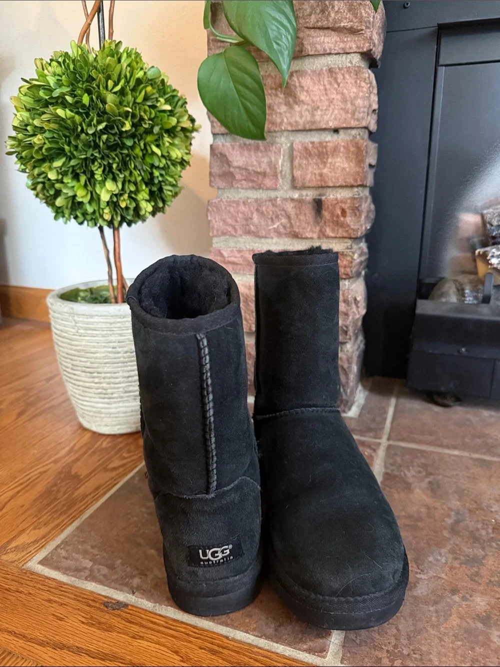 Barely Worn UGG Short Black Suede Classic Boots